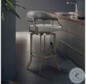 Pharaoh Grey Faux Leather And Minferal 30" Swivel Bar Stool