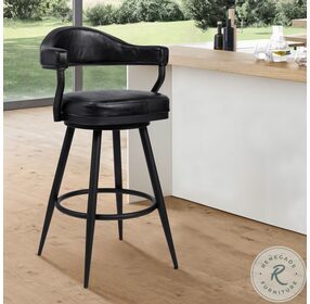 Amador Vintage Black Faux Leather 26" Counter Height Stool