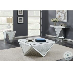 Gunilla Silver And Clear Mirror Triangle Detailing Coffee Table