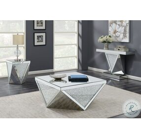 Gunilla Silver And Clear Mirror Triangle Detailing Sofa Table
