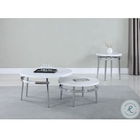 Avilla White And Chrome End Table
