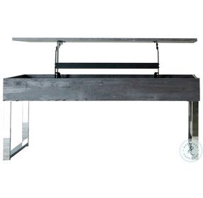 Baines Dark Charcoal And Chrome Lift Top Occasional Table Set