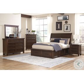 Logandale Brown Queen Storage Poster Bed