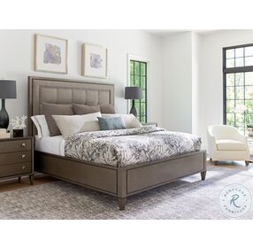 Ariana Charcoal Gray St. Tropez Queen Upholstered Panel Bed