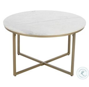 Geni Riley White And Gold Round Marble Occasional Table Set