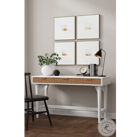 Larsen White And Natural 3 Drawer Large Desk