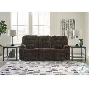 Soundwave Chocolate Reclining Living Room Set with Drop Down Table