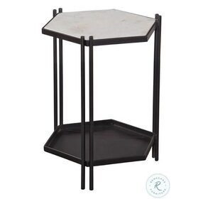 Dacey Black And White Marble Top Hexagonal Accent Table