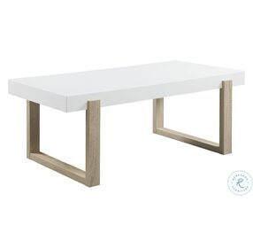 Pala White High Gloss And Natural Occasional Table Set