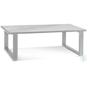 Hessie Silver And White Marble Top Rectangular Cocktail Table