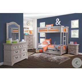 Stonebrook Light Distressed Antique Gray Twin Over Twin Bunk Bed