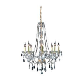 7958D28G-RC Verona 28" Gold 8 Light Chandelier With Clear Royal Cut Crystal Trim
