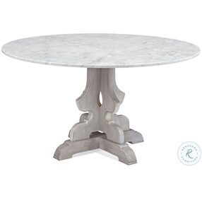 Delaney Washed Gray And White Marble Top Round Dining Room Set