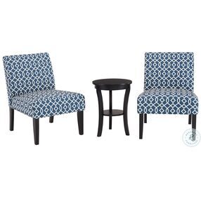 7WC-1287BUS-3PK Blue And Brown 3 Piece Chair And Side Table