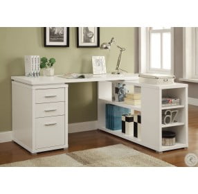 Yvette White L-Shape Office Desk