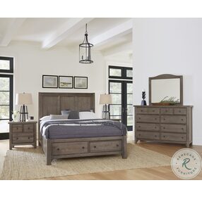 Cool Farmhouse Gray King Panel Storage Bed