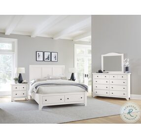 Cool Farmhouse Soft White King Panel Storage Bed