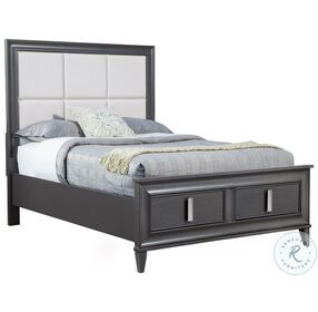 Lorraine Dark Grey Upholstered Storage Panel Bedroom Set