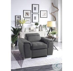 Ferriday Gray Chair With Pull Out Ottoman