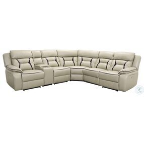 Amite Beige 6 Piece Power Reclining Sectional