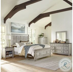 Heartland Antique White Decorative King Panel Bed