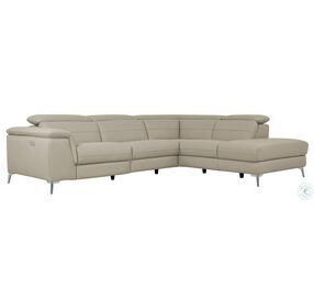 Cinque Taupe Leather Power Reclining RAF Sectional