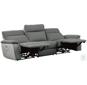 Maroni Twon Tone Gray Power Double Reclining Sofa with Power Headrests