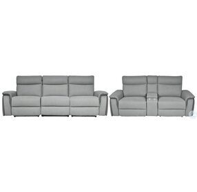 Maroni Light Gray Double Power Reclining Center Console Loveseat With Power Headrests