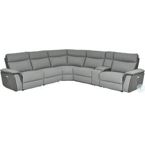Maroni Two Tone Gray 6 Piece Modular Power Reclining With Power Headrests Sectional