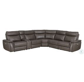 Maroni Dark Brown Power Reclining Sectional With Power Headrest