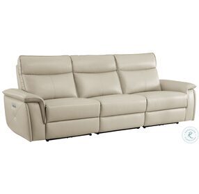Maroni Taupe Power Double Reclining Sofa with Power Headrests