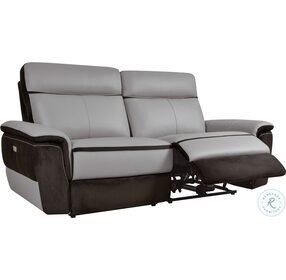 Laertes Charcoal And Taupe Gray Double Power Reclining Loveseat