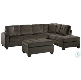 Emilio Chocolate 3 Piece Sectional with Ottoman
