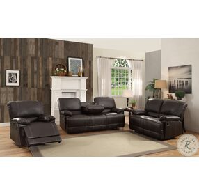 Cassville Dark Brown Double Reclining Sofa With Center Drop-Down