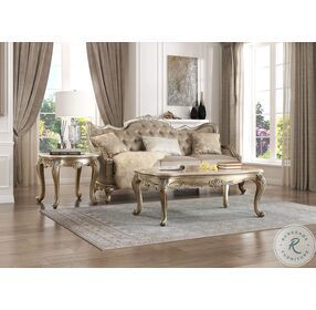Florentina Gold Undertone Marble Top End Table