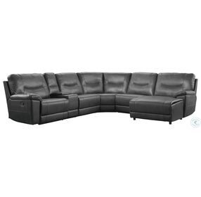 Columbus Gray RAF Push Back Reclining Chaise Sectional