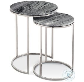 Yorke Chrome And Gray Marble Top Round Nesting Tables