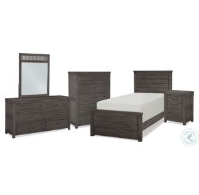 Bunkhouse Aged Barnwood Twin Louvered Panel Bed