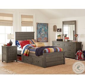 Bunkhouse Aged Barnwood Twin Louvered Panel Single Side Storage Bed