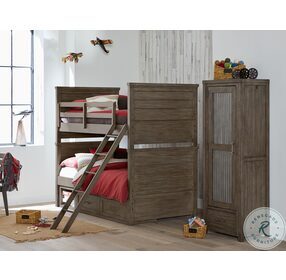 Bunkhouse Aged Barnwood Full Over Full Single Side Storage Bunk Bed