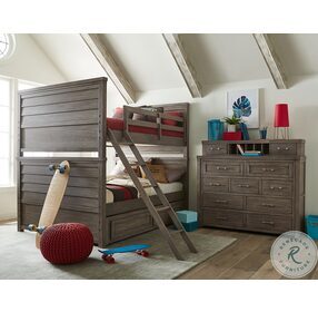 Bunkhouse Aged Barnwood Full Over Full Bunk Bed With Trundle