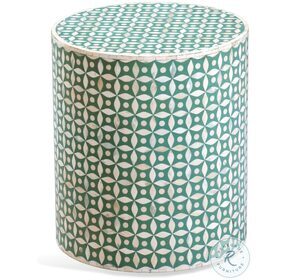 Finch White And Seagreen Accent Table