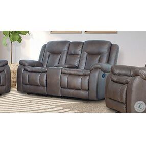 Morello Gray Power Reclining Console Loveseat Power Footrest