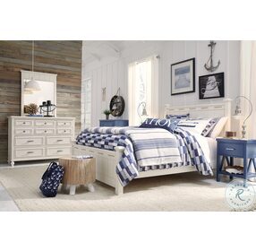 Lake House Pebble White Full Low Poster Bed