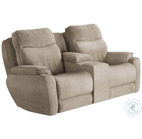 Show Stopper Mushroom Reclining Console Loveseat with Power Headrest and Hidden Cupholders
