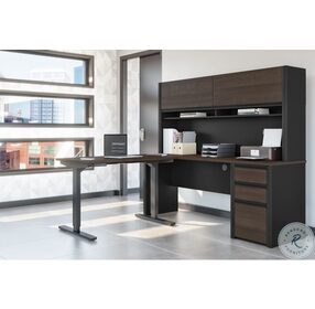 Connexion Antigua And Black 71" 2 Piece L Shaped Adjustable Desk With Hutch