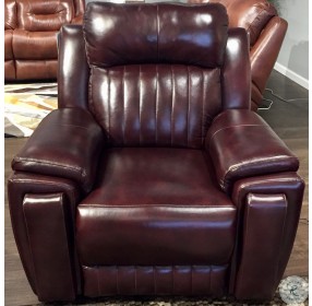 Silver Screen Hickory Leather Wall Hugger Power Recliner With Power Headrest With Hidden Cupholders