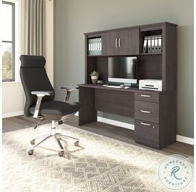 Logan Charcoal Maple 67" Computer Desk with Hutch
