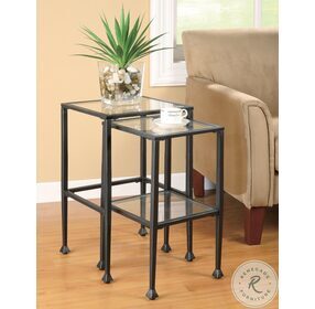 Leilani Glass Top And Black Metal 2 Piece Nesting Table Set