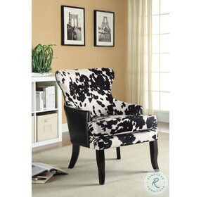 Trea Black And White Cowhide Print Accent Chair